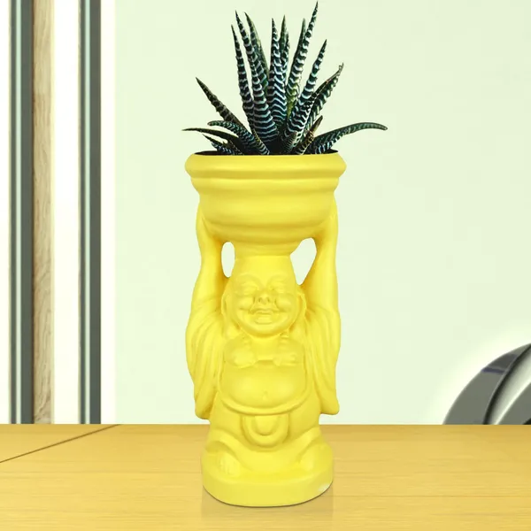 Laughing_Buddha_Saffron_Ceramic_Pots_For_Indoor_Plants,_Planters,_Flower,_Gamla,_Outdoor,_Balcony,_Home,_Garden,_Office_Decor,_Succulent_Pot(D_-_10_X_H_-_23.5_Cm)