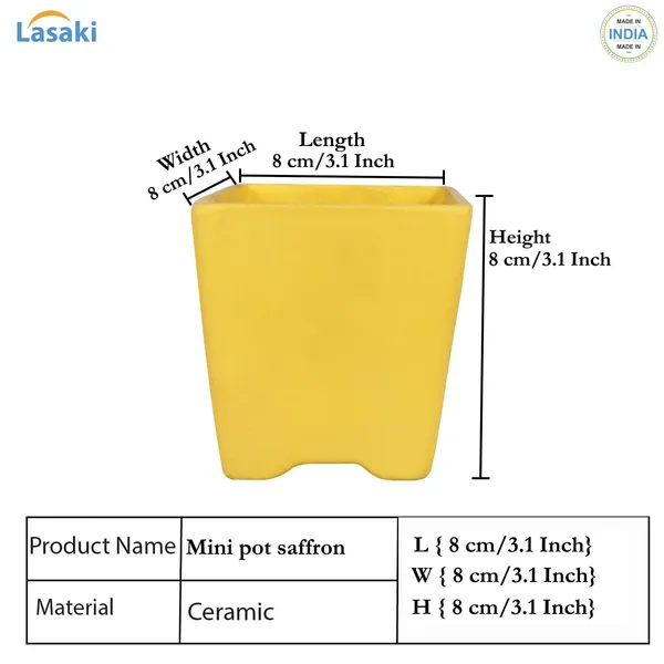 Mini_Pot_Saffron_Ceramic_Pots_For_Indoor_Plants,Planters,Flower,Gamla,Outdoor,Balcony,Home,Square,Garden,Office_Decor,Succulent(L-8_X_W-8_X_H-8_Cm)