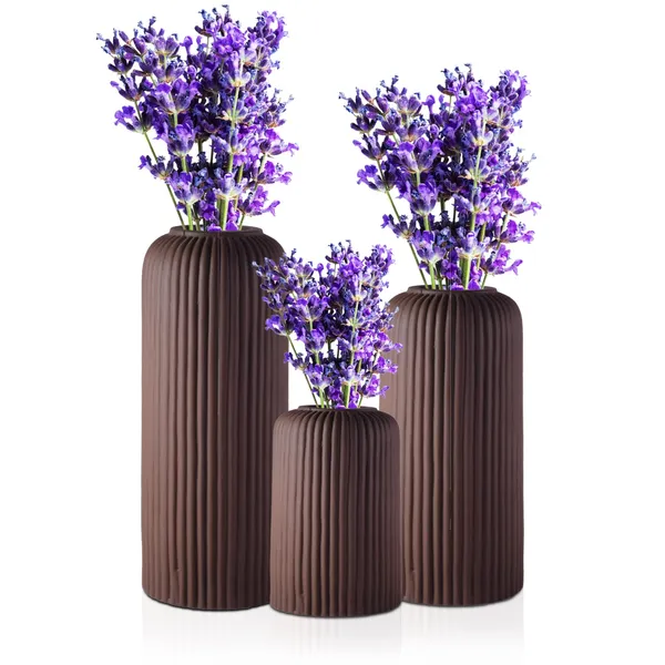 Evelyn_Truffle_Set_Of_3_Ceramic_Flower_Vase_For_Living_Room,_Bedroom,_Dining_Table,_Home_Decoration_(Flowers_Not_Includedtruffle_(Brown)