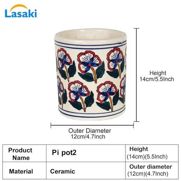 Pi_Pot_2_Ceramic_Pots_For_Indoor_Plants,_Planters,_Flower,_Pots,Outdoor,Balcony,Home,Round,Garden,_Office_Decor,Succulent(H_-_14_X_D_-_12_Cm)(Any_Color_May_Come)