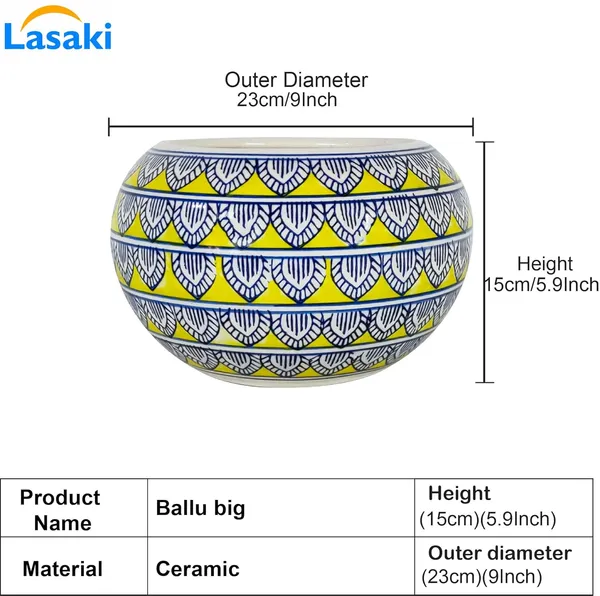 Ballu_Big_Ceramic_Pots_For_Indoor_Plants,_Planters,_Flower,_Gamla,Outdoor,Balcony,Home,Round,Garden,_Office_Decor,Succulent(H_-_15_X_D_-_23_Cm)(Any_Color_May_Come)