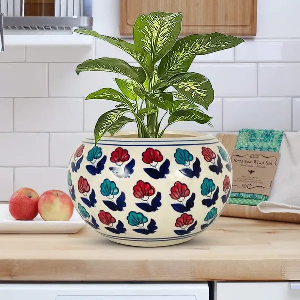 Ballu_Small_Ceramic_Pots_For_Indoor_Plants,_Planters,_Flower,_Gamla,Outdoor,Balcony,Home,Round,Garden,_Office_Decor,Succulent(H_-_12_X_D_-_16_Cm)(Any_Color_May_Come)