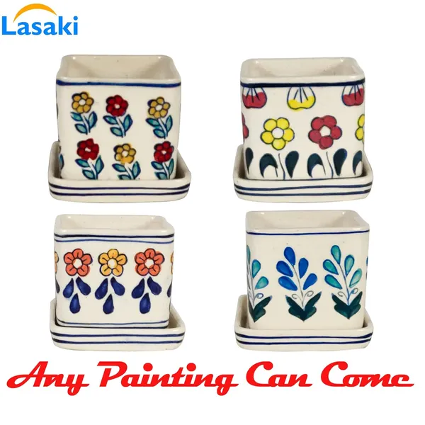 Hunt_With_Plate_Ceramic_Pots_For_Indoor_Plants,Planters,Flower,Gamla,Outdoor,Balcony,Home,Square,Garden,Office_Decor,Succulent(L-8_X_W-8_X_H-7.5_Cm)(Any_Color_May_Come)