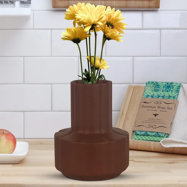Zoey_Truffle_Ceramic_Flower_Vase_For_Living_Room,_Bedroom,_Dining_Table,_Home_Decoration_(H_-_17.5_X_Od_-_14_X_Ud_-_7_Cm)