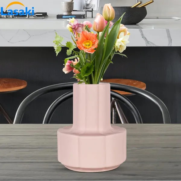 Zoey_Pink_Ceramic_Flower_Vase_For_Living_Room,_Bedroom,_Dining_Table,_Home_Decoration_(H_-_17.5_X_Od_-_14_X_Ud_-_7_Cm)