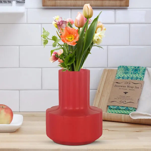 Zoey_Red_Ceramic_Flower_Vase_For_Living_Room,_Bedroom,_Dining_Table,_Home_Decoration_(H_-_17.5_X_Od_-_14_X_Ud_-_7_Cm)