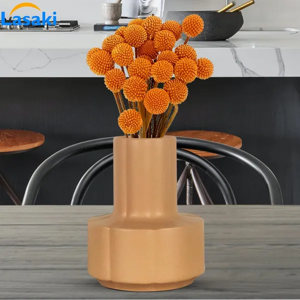 Zoey_Ginger_Ceramic_Flower_Vase_For_Living_Room,_Bedroom,_Dining_Table,_Home_Decoration_(H_-_17.5_X_Od_-_14_X_Ud_-_7_Cm)