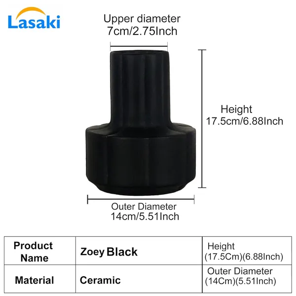 Zoey_Black_Ceramic_Flower_Vase_For_Living_Room,_Bedroom,_Dining_Table,_Home_Decoration_(H_-_17.5_X_Od_-_14_X_Ud_-_7_Cm)