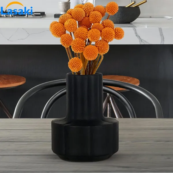 Zoey_Black_Ceramic_Flower_Vase_For_Living_Room,_Bedroom,_Dining_Table,_Home_Decoration_(H_-_17.5_X_Od_-_14_X_Ud_-_7_Cm)