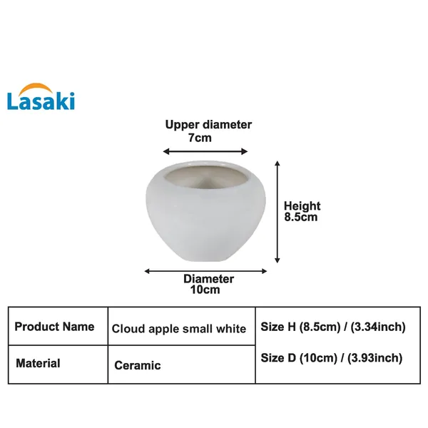 Cloud_Apple_Small_White_Ceramic_Pots_For_Indoor_Plants,_Planters,_Flower,_Pots,_Gamla,Outdoor,Balcony,Home,Round,Garden,_Office_Decor,Succulent(H_-_10_X_D_-_10_Cm)
