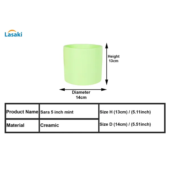 Sara_5_Inch_Mint_Ceramic_Pots_For_Indoor_Plants,_Planters,_Flower,_Pots,_Gamla,Outdoor,Balcony,Home,Round,Garden,_Office_Decor,Succulent(H_-_13_X_D_-_14_Cm)