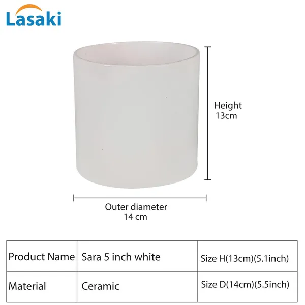 Sara_5_Inch_White_Ceramic_Pots_For_Indoor_Plants,_Planters,_Flower,_Pots,_Gamla,Outdoor,Balcony,Home,Round,Garden,_Office_Decor,Succulent(H_-_13_X_D_-_14_Cm)