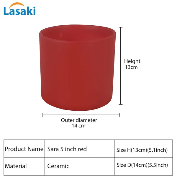 Sara_5_Inch_Red_Ceramic_Pots_For_Indoor_Plants,_Planters,_Flower,_Pots,_Gamla,Outdoor,Balcony,Home,Round,Garden,_Office_Decor,Succulent(H_-_13_X_D_-_14_Cm)