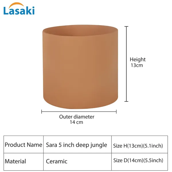 Sara_5_Inch_Ginger_Ceramic_Pots_For_Indoor_Plants,_Planters,_Flower,_Pots,_Gamla,Outdoor,Balcony,Home,Round,Garden,_Office_Decor,Succulent(H_-_13_X_D_-_14_Cm)