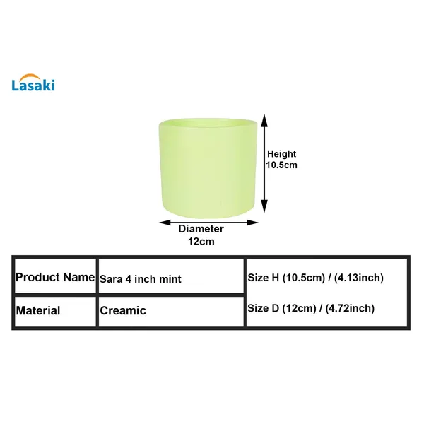 Sara_4_Inch_Mint_Ceramic_Pots_For_Indoor_Plants,_Planters,_Flower,_Pots,_Gamla,Outdoor,Balcony,Home,Round,Garden,_Office_Decor,Succulent(H_-_10.5_X_D_-_12_Cm)