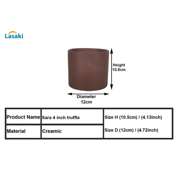Sara_4_Inch_Truffle_Ceramic_Pots_For_Indoor_Plants,_Planters,_Flower,_Pots,_Gamla,Outdoor,Balcony,Home,Round,Garden,_Office_Decor,Succulent(H_-_10.5_X_D_-_12_Cm)