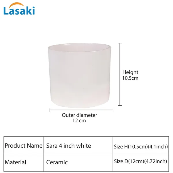 Sara_4_Inch_White_Ceramic_Pots_For_Indoor_Plants,_Planters,_Flower,_Pots,_Gamla,Outdoor,Balcony,Home,Round,Garden,_Office_Decor,Succulent(H_-_10.5_X_D_-_12_Cm)