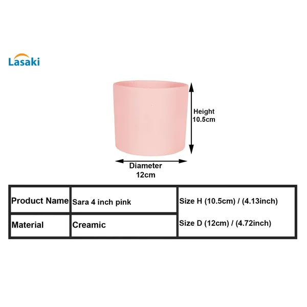 Sara_4_Inch_Pink_Ceramic_Pots_For_Indoor_Plants,_Planters,_Flower,_Pots,_Gamla,Outdoor,Balcony,Home,Round,Garden,_Office_Decor,Succulent(H_-_10.5_X_D_-_12_Cm)