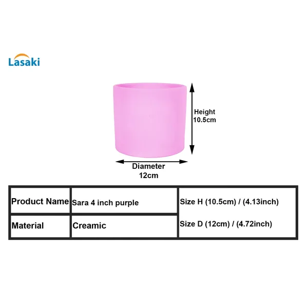 Sara_4_Inch_Purple_Ceramic_Pots_For_Indoor_Plants,_Planters,_Flower,_Pots,_Gamla,Outdoor,Balcony,Home,Round,Garden,_Office_Decor,Succulent(H_-_10.5_X_D_-_12_Cm)