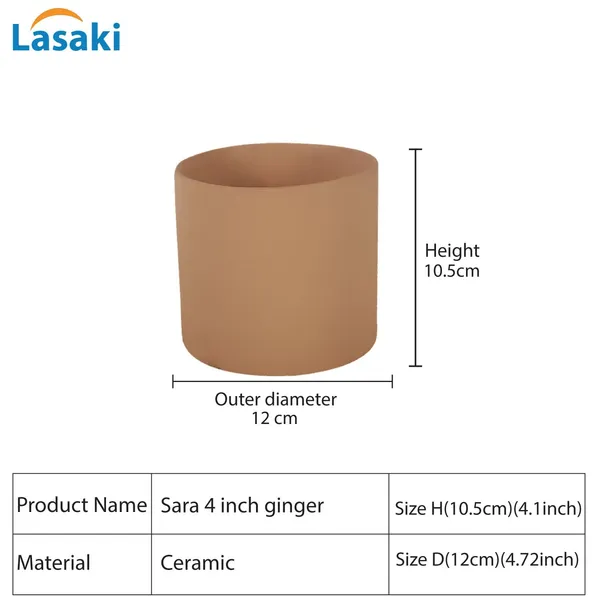 Sara_4_Inch_Ginger_Ceramic_Pots_For_Indoor_Plants,_Planters,_Flower,_Pots,_Gamla,Outdoor,Balcony,Home,Round,Garden,_Office_Decor,Succulent(H_-_10.5_X_D_-_12_Cm)