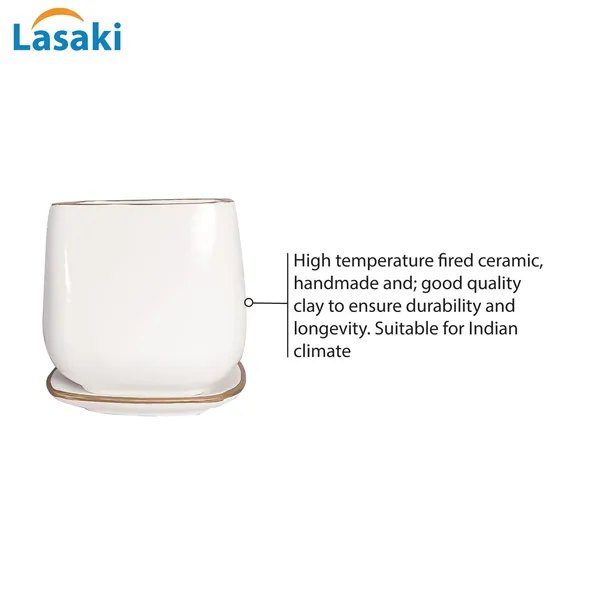 Pearl_Medium_White_Gold_With_Plate_Ceramic_Pots_For_Indoor_Plants,Planters,Flower,Gamla,Outdoor,Balcony,Home,Garden,Office_Decor,Succulent(L-15_X_W-15_X_H-13.5_Cm)