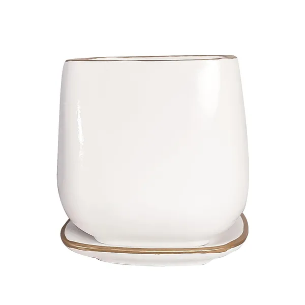 Pearl_Medium_White_Gold_With_Plate_Ceramic_Pots_For_Indoor_Plants,Planters,Flower,Gamla,Outdoor,Balcony,Home,Garden,Office_Decor,Succulent(L-15_X_W-15_X_H-13.5_Cm)