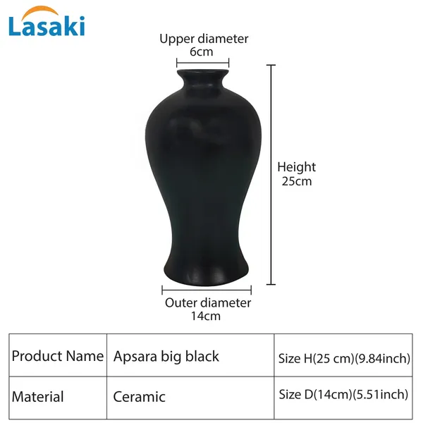 Apsara_Big_Black_Ceramic_Flower_Vase_For_Living_Room,_Bedroom,_Dining_Table,_Home_Decoration,_Artificial_Flowers_(D_-_14_X_H_-_25_Cm)