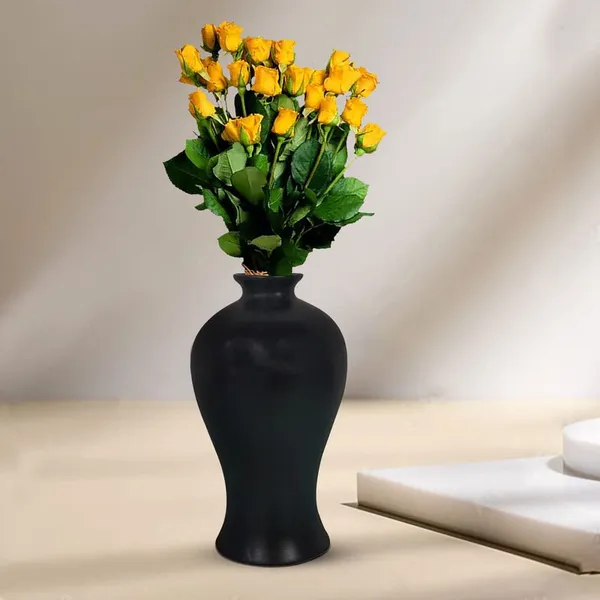 Apsara_Big_Black_Ceramic_Flower_Vase_For_Living_Room,_Bedroom,_Dining_Table,_Home_Decoration,_Artificial_Flowers_(D_-_14_X_H_-_25_Cm)