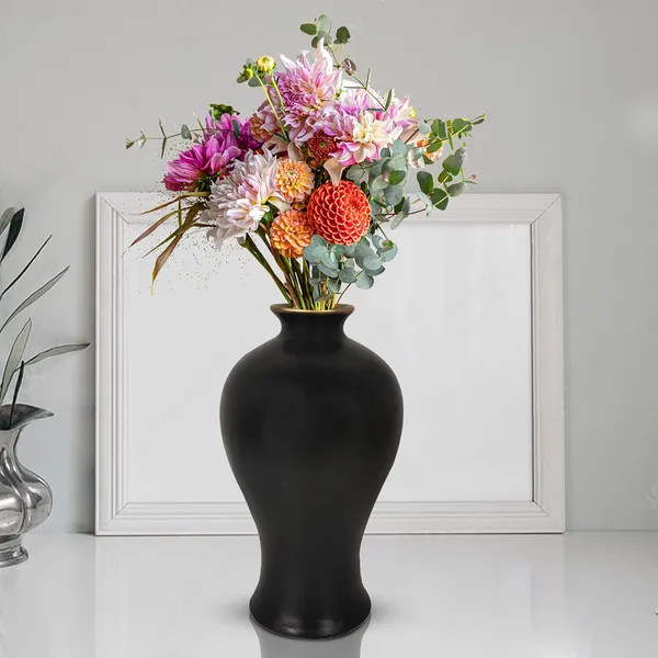 Apsara_Big_Black_Gold_Ceramic_Flower_Vase_For_Living_Room,_Bedroom,_Dining_Table,_Home_Decoration,_Artificial_Flowers_(D_-_14_X_H_-_25_Cm)