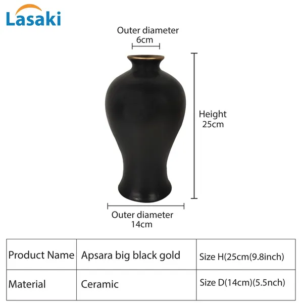Apsara_Big_Black_Gold_Ceramic_Flower_Vase_For_Living_Room,_Bedroom,_Dining_Table,_Home_Decoration,_Artificial_Flowers_(D_-_14_X_H_-_25_Cm)