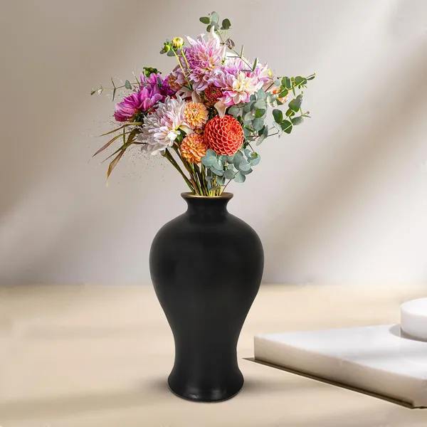 Apsara_Big_Black_Gold_Ceramic_Flower_Vase_For_Living_Room,_Bedroom,_Dining_Table,_Home_Decoration,_Artificial_Flowers_(D_-_14_X_H_-_25_Cm)