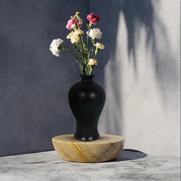 Apsara_Small_Black_Ceramic_Flower_Vase_For_Living_Room,_Bedroom,_Dining_Table,_Home_Decoration,_Artificial_Flowers_(D_-_11.5_X_H_-_20_Cm)