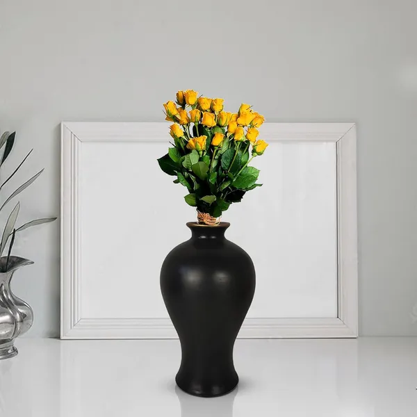 Apsara_Small_Black_Gold_Ceramic_Flower_Vase_For_Living_Room,_Bedroom,_Dining_Table,_Home_Decoration,_Artificial_Flowers_(D_-_11.5_X_H_-_20_Cm)