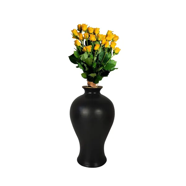 Apsara_Small_Black_Gold_Ceramic_Flower_Vase_For_Living_Room,_Bedroom,_Dining_Table,_Home_Decoration,_Artificial_Flowers_(D_-_11.5_X_H_-_20_Cm)