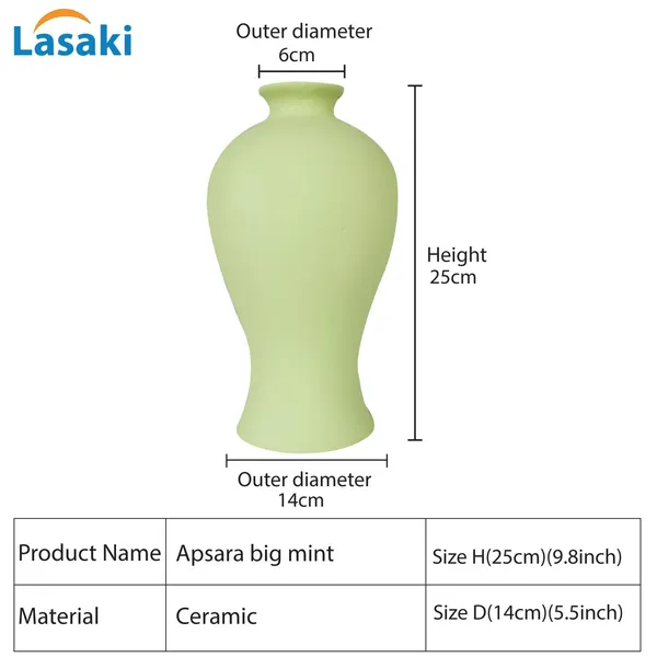 Apsara_Big_Mint_Ceramic_Flower_Vase_For_Living_Room,_Bedroom,_Dining_Table,_Home_Decoration,_Artificial_Flowers_(D_-_14_X_H_-_25_Cm)
