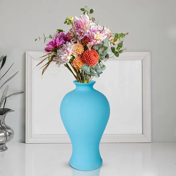 Apsara_Big_Aqua_Ceramic_Flower_Vase_For_Living_Room,_Bedroom,_Dining_Table,_Home_Decoration,_Artificial_Flowers_(D_-_14_X_H_-_25_Cm)