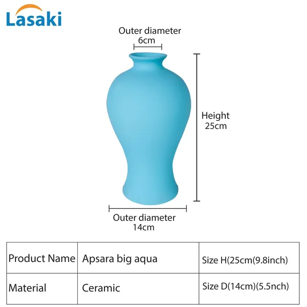 Apsara_Big_Aqua_Ceramic_Flower_Vase_For_Living_Room,_Bedroom,_Dining_Table,_Home_Decoration,_Artificial_Flowers_(D_-_14_X_H_-_25_Cm)