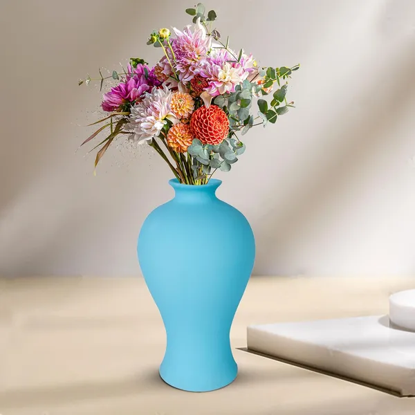 Apsara_Big_Aqua_Ceramic_Flower_Vase_For_Living_Room,_Bedroom,_Dining_Table,_Home_Decoration,_Artificial_Flowers_(D_-_14_X_H_-_25_Cm)