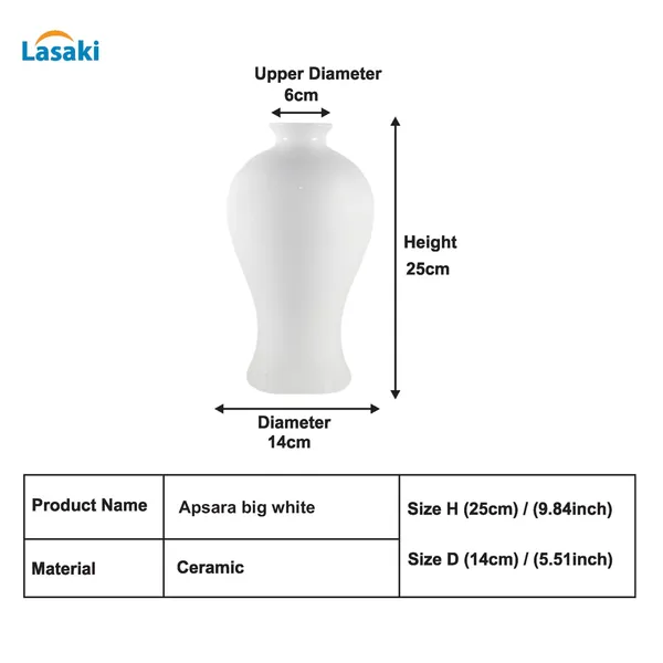 Apsara_Big_White_Ceramic_Flower_Vase_For_Living_Room,_Bedroom,_Dining_Table,_Home_Decoration,_Artificial_Flowers_(D_-_14_X_H_-_25_Cm)