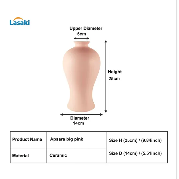 Apsara_Big_Pink_Ceramic_Flower_Vase_For_Living_Room,_Bedroom,_Dining_Table,_Home_Decoration,_Artificial_Flowers_(D_-_14_X_H_-_25_Cm)