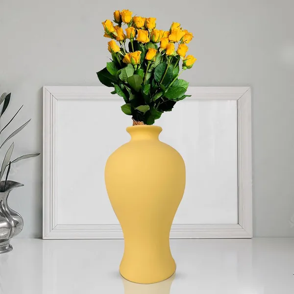 Apsara_Big_Saffron_Ceramic_Flower_Vase_For_Living_Room,_Bedroom,_Dining_Table,_Home_Decoration,_Artificial_Flowers_(D_-_14_X_H_-_25_Cm)