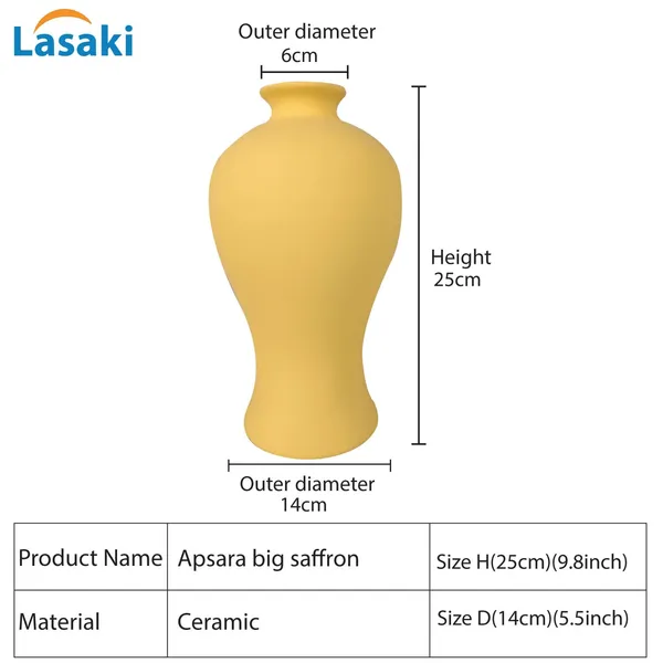 Apsara_Big_Saffron_Ceramic_Flower_Vase_For_Living_Room,_Bedroom,_Dining_Table,_Home_Decoration,_Artificial_Flowers_(D_-_14_X_H_-_25_Cm)