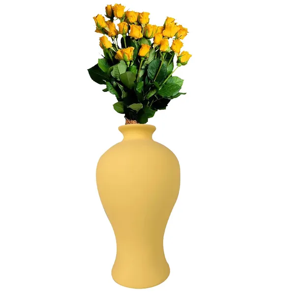 Apsara_Big_Saffron_Ceramic_Flower_Vase_For_Living_Room,_Bedroom,_Dining_Table,_Home_Decoration,_Artificial_Flowers_(D_-_14_X_H_-_25_Cm)