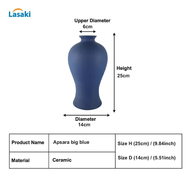 Apsara_Big_Blue_Ceramic_Flower_Vase_For_Living_Room,_Bedroom,_Dining_Table,_Home_Decoration,_Artificial_Flowers_(D_-_14_X_H_-_25_Cm)