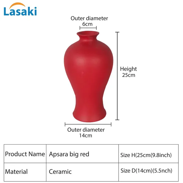 Apsara_Big_Red_Ceramic_Flower_Vase_For_Living_Room,_Bedroom,_Dining_Table,_Home_Decoration,_Artificial_Flowers_(D_-_14_X_H_-_25_Cm)