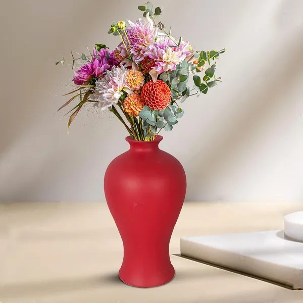 Apsara_Big_Red_Ceramic_Flower_Vase_For_Living_Room,_Bedroom,_Dining_Table,_Home_Decoration,_Artificial_Flowers_(D_-_14_X_H_-_25_Cm)