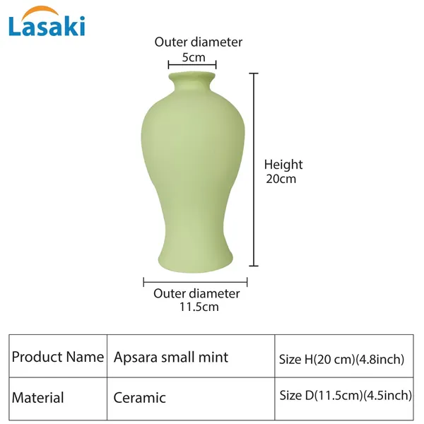 Apsara_Small_Mint_Ceramic_Flower_Vase_For_Living_Room,_Bedroom,_Dining_Table,_Home_Decoration,_Artificial_Flowers_(D_-_11.5_X_H_-_20_Cm)