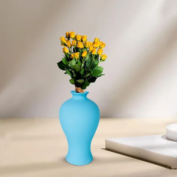Apsara_Small_Aqua_Ceramic_Flower_Vase_For_Living_Room,_Bedroom,_Dining_Table,_Home_Decoration,_Artificial_Flowers_(D_-_11.5_X_H_-_20_Cm)