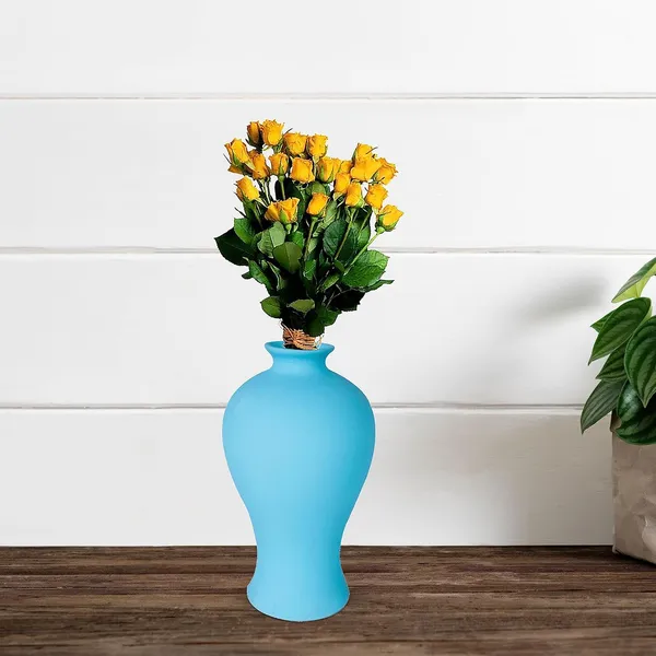 Apsara_Small_Aqua_Ceramic_Flower_Vase_For_Living_Room,_Bedroom,_Dining_Table,_Home_Decoration,_Artificial_Flowers_(D_-_11.5_X_H_-_20_Cm)