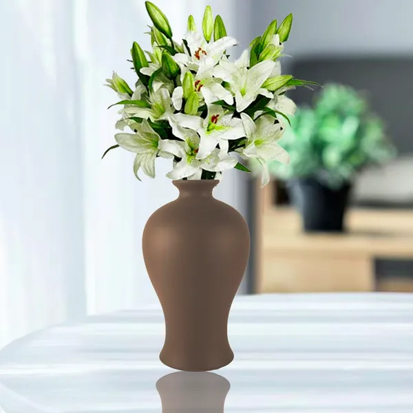 Apsara_Small_Truffle_Ceramic_Flower_Vase_For_Living_Room,_Bedroom,_Dining_Table,_Home_Decoration,_Artificial_Flowers_(D_-_11.5_X_H_-_20_Cm)